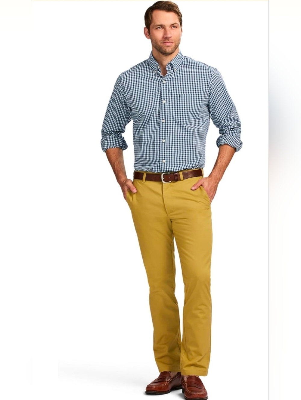 IZOD Men’s Khaki Chino Pants Straight Fit 40x30 100% Cotton No Iron Flat Front